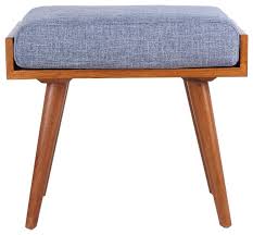 Solid Wood Body Vanity Stool With Removable Cushion Midcentury Vanity Stools And Benches By Amt Home Decor