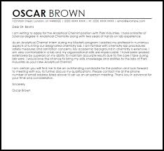 Analytical Chemist Cover Letter Sample Cover Letter Templates Examples