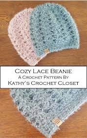 Crochet Beanie Pattern Cozy Lace Beanie Crochet Hat Etsy Crochet Hats Crochet Newborn Hat Free Pattern Crochet Hat Pattern