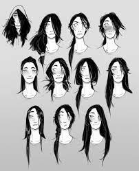 Near the bottom, draw an extra thin, pointy shape for a thin clump of hair. Art Of Olivia Margraf Posta Long Hair Drawing Hair Reference How To Draw Hair