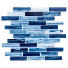 Island Antigua 1 X 3 75 Glass Mosaic Tile In 2021 Blue Glass Tile Glass Mosaic Tiles Glass Mosaic Tile Backsplash