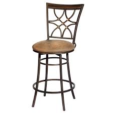 Bar stools with backs, arms or cushioned seats increase comfort and are ideal for kitchens or other rooms where people may gather for extended periods of time. Gardner Brown Metal Swivel Counter Stool With Faux Leather Upholstered Seat At Home