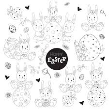 Business cards with cute girls for your design, vector illustration. Set Of Sketched Easter Cute Bunnies Girls And Boys Easter Eggs Flowers And Easter Decor Vector Illustration Black Line Outline Cute Decorative Drawings For Design Happy Easter 2130739 Vector Art At Vecteezy