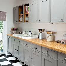Grey Shaker Style Kitchen With Wooden Worktop Kitchen Decorating Ideal Home Housetohome Co Wooden Worktop Kitchen Kitchen Renovation Grey Painted Kitchen