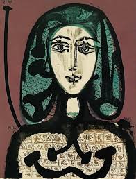 Montserrat Gudiol's 1970 artwork "Young woman with figures"