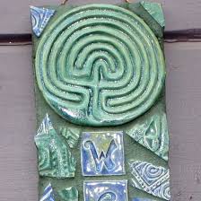 Classical Labyrinth Mosaic Welcome Sign By Goldenlightceramics On Etsy 50 00 Labyrinth Design Labyrinth Art Labyrinth
