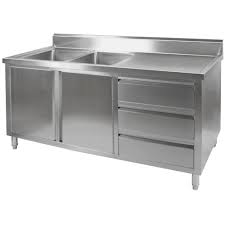 The top compartment has a window that shields the monitor while providing a clear view of the screen. Stainless Steel Sink Cabinet 1800 W X 700 D X 900 H Mm