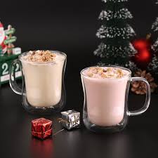 Ecooe Doppelwandige Latte Macchiato Glaser Set Thermoglas Trinkglaser Kaffeeglas 2 Teiliges 350ml Espresso Cappuccinotasse Macchiato Kaffee Cappuccino Tassen