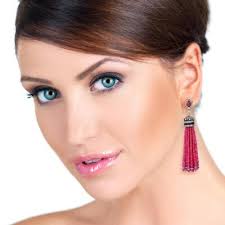 151ct Ruby Diamond Onyx Beads Tassel Earrings 925 Sterling Silver