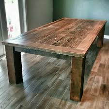Mark dining table dimensions with tape on the floor to visualize how much space you'll have left on each side to pull. Barn Wood Dining Table Custom Reclaimed Wood Furniture