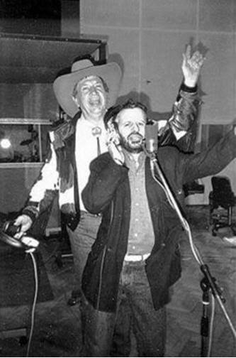 Buck Owens with Ringo Starr re-recording "Act Naturally" from Owens then new LP, "Hot Dog" at Abbey Road Studio in 1989! The other players were Dayle Curtsinger and Michael Rhodes on bass,