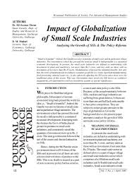 Impact of Globalization of Small Scale Industries | Journal of Commerce and  Trade