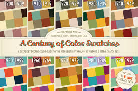Looking for a vintage retro color palette? A Century Of Color Swatches Bonus Unique Illustrator Add Ons Creative Market
