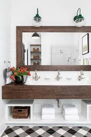 green barn sconces with farmhouse bath