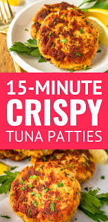 15 Minute Crispy Fried Tuna Patties This Easy Tuna Patties Recipe Is A Super Quick Easy And Healthy Dinner Idea Adding A Touch Of Mayo Keeps These Mit Bildern Rezepte