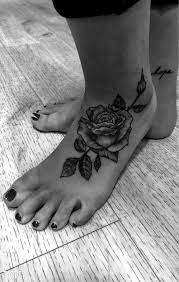 Taspe Tattoo Www Facebook Com Petasone Foot Flower Rose Girl Black Grey Rose Tattoo Foot Foot Tattoos For Women Rose Tattoo On Foot