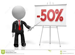 3d Businessman Fifty Percent Off Stock Illustration