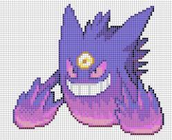 94 1 Mega Gengar Pokemon Cross Stitch Pixel Art Pokemon Pixel Art Grid