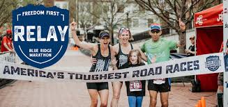 Teams consist of 6, 7, or 8 runners.the best team costume get's free entry into next it's so incredibly well organized and an incredibly fun day! Freedom First Blue Ridge Team Relay Foot Levelers Blue Ridge Marathon