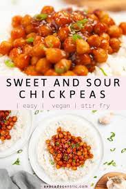 Sweet And Sour Chickpeas Vegan Easy Avocado Centric Recipe Vegan Side Dishes Vegan Asian Recipes Chickpea Recipes Dinner