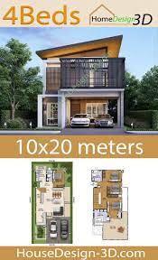 House Design 3d Plot 10x20 With 4 Bedrooms Tiny House Design 3d House Design Castle House Plans Castle House Modern