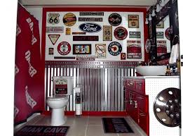 4 orange garage wall ideas. Boy S Vintage Auto Bathroom Man Cave Bathroom Garage Bathroom Bathroom Red