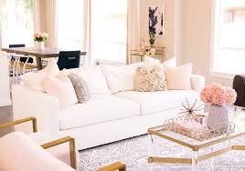 Shop our varied online selection of home decor accessories. Interior Define Review Charly Sofa Customize Couch White Couch Modern Glam Living Room With Pink Blush And Gold Accents Seattle Home Interior Design Home Decor Blogger Just A Tina Bit