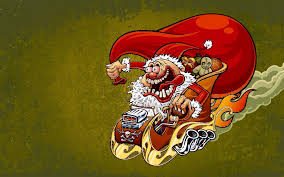 Old 1960 S Wierdo Santa Hot Rod Sleigh Geek Christmas Snowman Wallpaper Christmas Art
