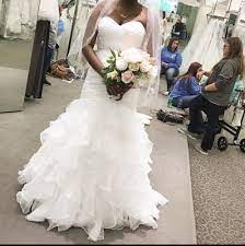 Organza Mermaid Wedding Dress With Ruffled Skirt Davids Bridal Size 12 Fashion Clothing Shoes Accessories Wedding Dresses Dresses Mermaid Wedding Dress