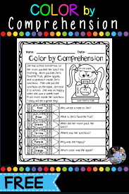Free Color By Comprehension Worksheets Reading Comprehension Comprehension 2nd Grade Reading
