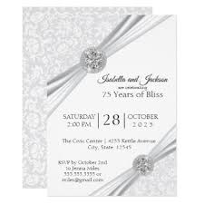 75th Diamond Anniversary Design Invitation Zazzle Com Diamond Anniversary Invitation Design Wedding Anniversary Invitations