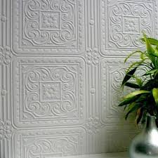Usually a white wallcovering, which can be used on its own or you can paint the colour of your choice. Anaglypta Paintable Turner Tile Wallpaper White