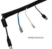 1.25" Side Entry Cable Wrap Braided Sleeving with Hook & Loop Fastener -  Length: 5 Feet (Black)