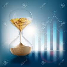 Hourglass With Sand And Gold Coins Financial Graph And Chart