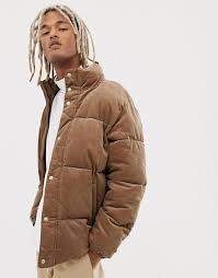 Pull Bear Cord Puffer Jacket In Beige Jackets Puffer Jackets Winter Jacket Men