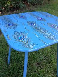 Boho Style Peacock Accent Table By Bohoexpressions On Etsy 85 00 Painted Chair Furniture Painting Techniques Painted Table