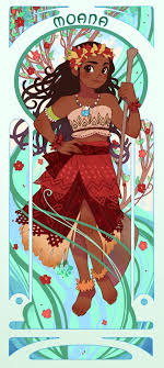 Moana In Art Nouveau Style Disney Moana Art Disney Fan Art Disney Princess Art