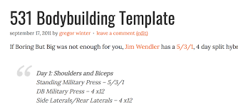 Wendler 531 simplest strength template 2. 531 Bodybuilding Template All Things Gym