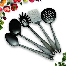 Comes with an attractive utensil holder. Homquen Stainless Steel Kitchen Utensil Set Black 5 Cooking Utensils Nonstick Kitchen Utensils Set Best Kitchen Gadgets Kitchen Tools Set For Gift Shiny Black Pvd Coating 34 Buy Online In Aruba At