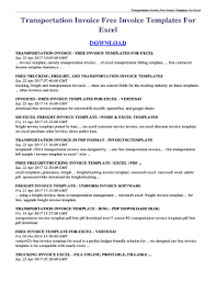 Fillable Online Transportation Invoice Free Invoice Templates For Excel Transportation Invoice Free Invoice Templates For Excel Fax Email Print Pdffiller