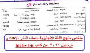 ملخص منهج اللغة الانجليزية للصف الثانى الاعدادى ترم أول 2021 من كتاب Bit By Bit Vocabulary Prison Books
