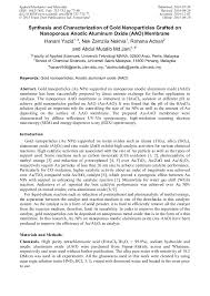 Journal of the international institute. Synthesis And Characterization Of Gold Nanoparticles Grafted On Nanoporous Anodic Aluminum Oxide Aao Membrane Scientific Net