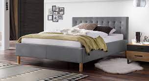 1.0 satz (mindestbestellung) cn foshan shunde xiaolian furniture co., ltd. Graues Polsterbett Mit Hohem Gestepptem Kopfteil Lemin