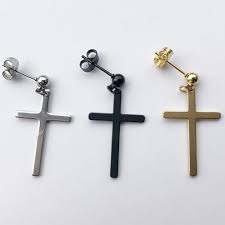 More details hueb bahia 18k gold diamond dangle earrings details hueb earrings from the bahia collection. 1pc Black Cross Earring Men Hipster Personality Street Titanium Steel Earrings Buy At A Low Prices On Joom E Commerce Platform