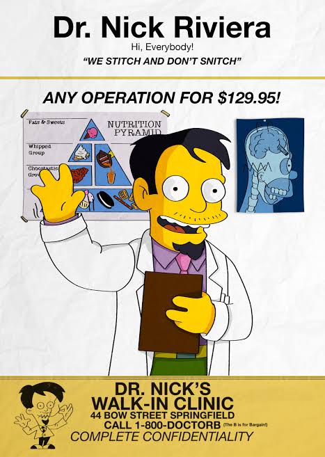 The Simpsons Dr Nick Riviera Art Print - A6 - Etsy