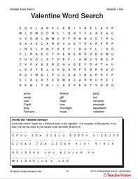 Valentine's day ideas for school. Valentine S Day Word Search Printable 3rd 5th Grade Teachervision