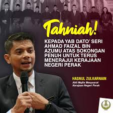 He received ten votes in favour, while 48 voted against him and one abstained. Tahniah Kepada Yab Dato Seri Ahmad Faizal Bin Azumu Atas Sokongan Penuh Untuk Terus Menerajui Kerajaan Negeri Perak Life News Agency