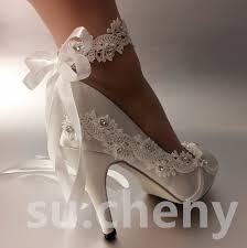 Su Cheny 3 4 Heel Satin White Ivory Lace Ribbon Anklet Open Toe Wedding Shoes Wedding Shoes Bride Wedding Shoes Heels Wedding Shoes