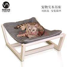 宝丽珍猫窝狗窝宠物实木吊床公主床泰迪用品狗床猫床狗狗床拆洗原木色灰色床垫大号80 55 23 图片价格品牌报价 京东 pet bed pets floor chair