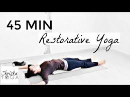 45 Min Restorative Yoga Full Length Yoga Class Calming Yoga For Deep Relaxation Youtube Yoga At Home Restorative Yoga Sequence Restorative Yoga Class
